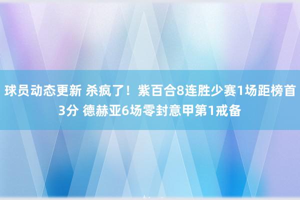 球员动态更新 杀疯了！紫百合8连胜少赛1场距榜首3分 德赫亚6场零封意甲第1戒备