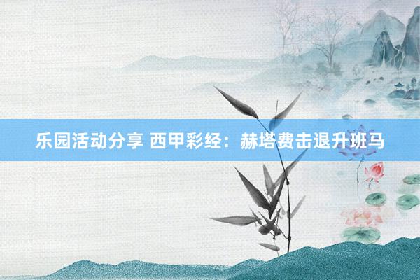 乐园活动分享 西甲彩经：赫塔费击退升班马