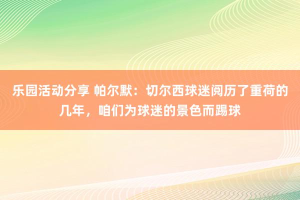 乐园活动分享 帕尔默：切尔西球迷阅历了重荷的几年，咱们为球迷的景色而踢球