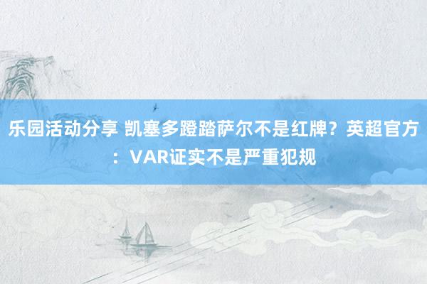 乐园活动分享 凯塞多蹬踏萨尔不是红牌？英超官方：VAR证实不是严重犯规