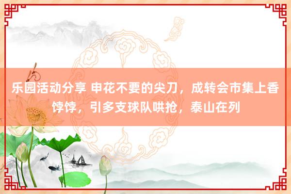 乐园活动分享 申花不要的尖刀，成转会市集上香饽饽，引多支球队哄抢，泰山在列